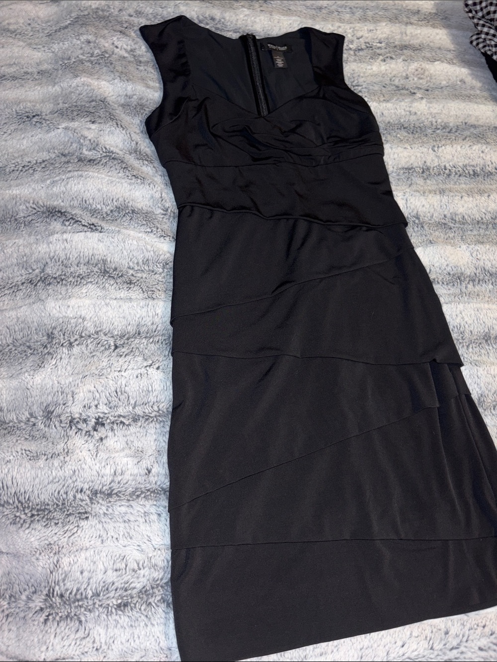 White House Black Market Black Layered Slimming Midi Dress